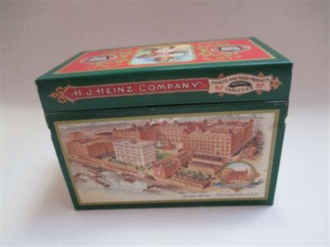 Vintage Metal Recipe Card Box H.J. Heinz Company 